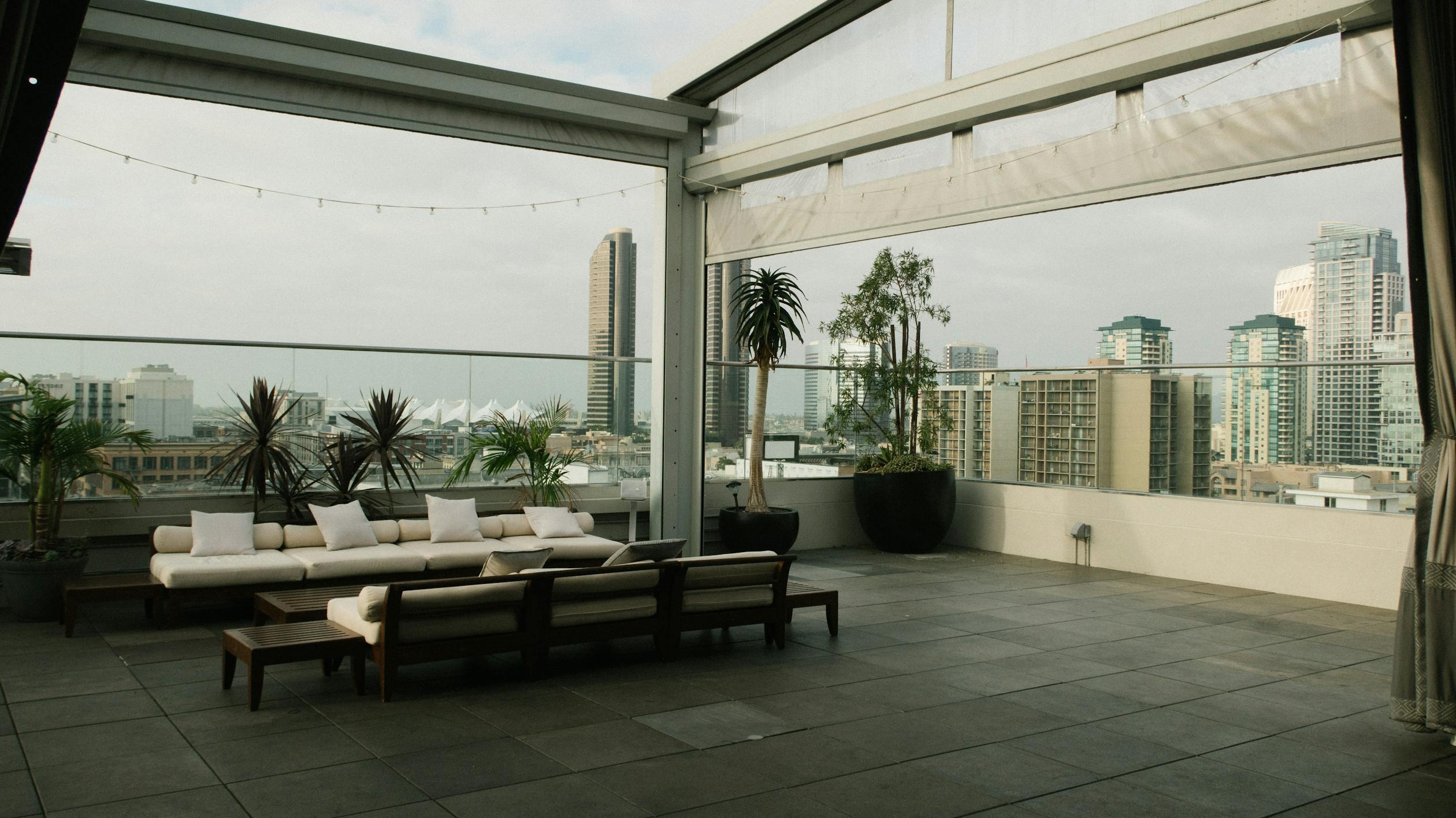 Modern roof top patio in a city